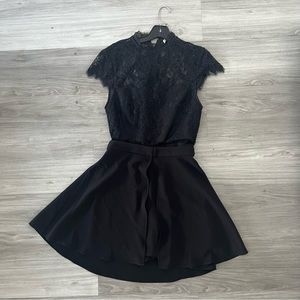 Alice + Olivia Elegant Black Lace Romper